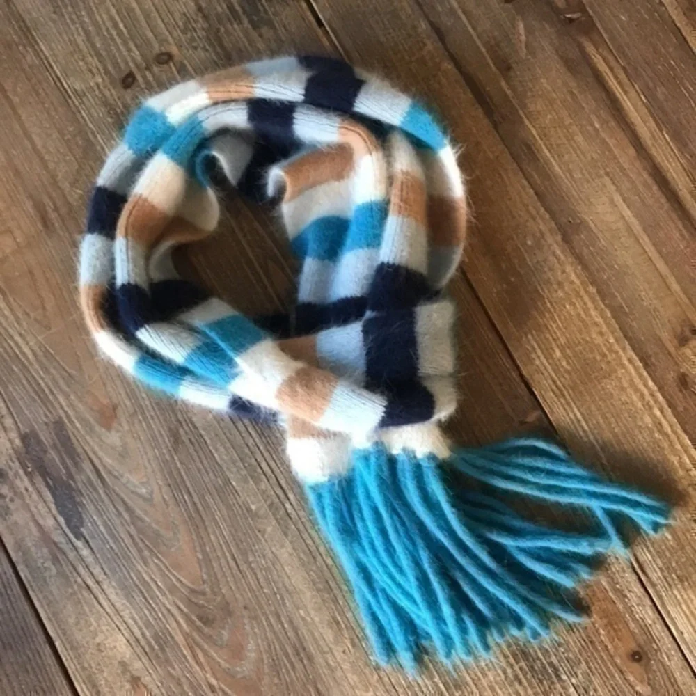 Angora Scarf, Multicolor, Soft and Cozy 61x6 inches